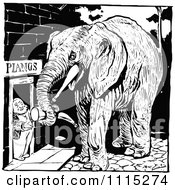 Clipart Vintage Black And White Elephant And Piano Man Exchanging A Horn Royalty Free Vector Illustration by Prawny Vintage