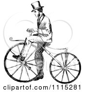 Poster, Art Print Of Vintage Black And White Man Riding A Bicycle