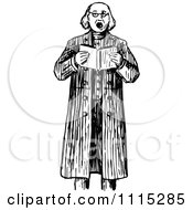 Clipart Vintage Black And White Man Making An Announcement Royalty Free Vector Illustration