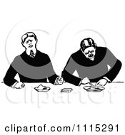 Clipart Vintage Black And White Men Eating Royalty Free Vector Illustration