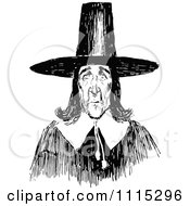 Clipart Vintage Black And White Puritan Man Royalty Free Vector Illustration