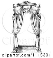 Clipart Vintage Black And White Window With Curtains 1 Royalty Free Vector Illustration