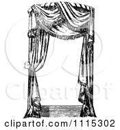 Clipart Vintage Black And White Window With Curtains 2 Royalty Free Vector Illustration