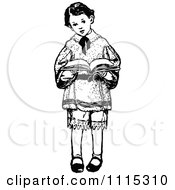 Poster, Art Print Of Vintage Black And White Boy Standing And Reading