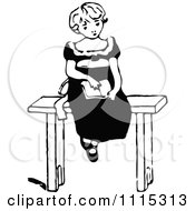 Clipart Vintage Black And White Girl Reading A Book 3 Royalty Free Vector Illustration by Prawny Vintage