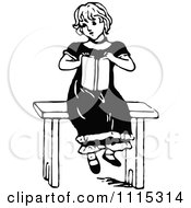 Poster, Art Print Of Vintage Black And White Girl Reading A Book 4