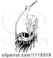 Clipart Vintage Black And White Boy Sailing Royalty Free Vector Illustration