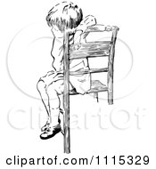 Poster, Art Print Of Vintage Black And White Boy Sitting In A Chair