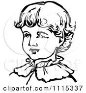 Clipart Vintage Black And White Boy From The Shoulders Up Royalty Free Vector Illustration