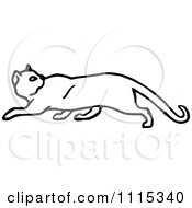 Clipart Vintage Black And White Cat Prowling Royalty Free Vector Illustration