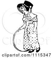 Clipart Vintage Black And White Girl With A Hoop Royalty Free Vector Illustration