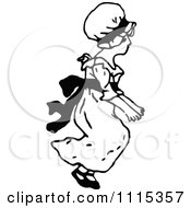 Clipart Vintage Black And White Girl Jumping 1 Royalty Free Vector Illustration