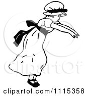 Clipart Vintage Black And White Girl Jumping 2 Royalty Free Vector Illustration