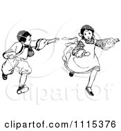 Poster, Art Print Of Vintage Black And White Brother And Sister Playing Tag