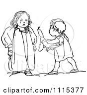 Clipart Vintage Black And White Brother Trying To Stop His Sister From Crying Royalty Free Vector Illustration by Prawny Vintage