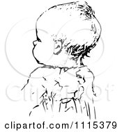 Clipart Vintage Black And White Baby Royalty Free Vector Illustration
