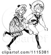 Clipart Vintage Black And White Children Running Royalty Free Vector Illustration by Prawny Vintage