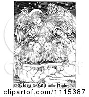 Vintage Black And White Guardian Angel With Children And Glory To God Text