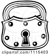 Clipart Vintage Black And White Padlock Royalty Free Vector Illustration