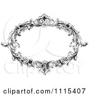 Clipart Vintage Black And White Ornate Oval Frame Royalty Free Vector Illustration