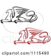 Poster, Art Print Of Red And Black Resting Griffins