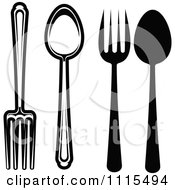 Clipart Black And White Dining And Restaurant Silverware Royalty Free Vector Illustration