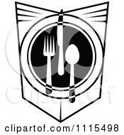 Clipart Black And White Dining And Restaurant Silverware Menu Logo 2 Royalty Free Vector Illustration