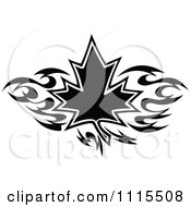 Clipart Black And White Tribal Maple Leaf Royalty Free Vector Illustration