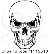 Clipart Black And White Evil Human Skull Grinning Royalty Free Vector Illustration