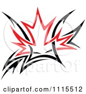 Poster, Art Print Of Black And Red Tribal Maple Leaf 2
