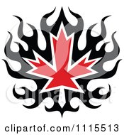 Clipart Black And Red Tribal Maple Leaf 1 Royalty Free Vector Illustration