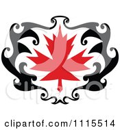Black And Red Tribal Maple Leaf 3