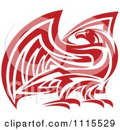 Clipart Tribal Red Falcon Eagle Or Hawk Royalty Free Vector Illustration
