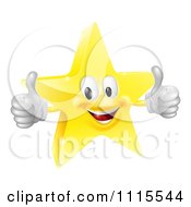 3d Star Mascot Holding Two Thumbs Up
