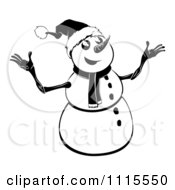 Poster, Art Print Of Black And White Happy Christmas Snowman