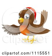 Poster, Art Print Of Cute Christmas Robin Pointing With A Wing