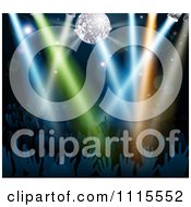 Poster, Art Print Of Disco Ball And Lights Shining On Silhouetted Hands In A Dance Floor Crowd