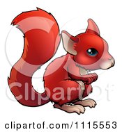 Clipart Cute Red Squirrel With Blue Eyes Royalty Free Vector Illustration by AtStockIllustration