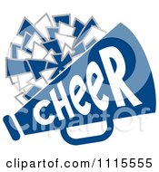 Clipart Cheerleader Pom Pom And Megaphone In Blue Tones Royalty Free Vector Illustration