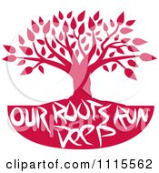 Clipart Red Family Tree With Our Roots Run Deep Text Royalty Free Vector Illustration by Johnny Sajem #COLLC1115562-0090