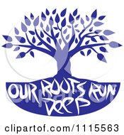 Poster, Art Print Of Purple Family Tree With Our Roots Run Deep Text