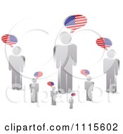 Poster, Art Print Of Talking Silver People With American Flag Speech Balloons