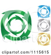 Poster, Art Print Of Green Blue Silver And Gold Recycle Arrow Circles