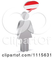 3d Silver Woman Talking With An Austrian Speech Balloon