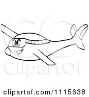 Clipart Outlined Happy Plane Royalty Free Vector Illustration
