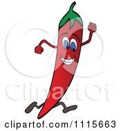 Clipart Running Red Chili Pepper Royalty Free Vector Illustration