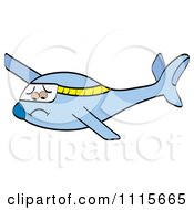 Clipart Sad Blue Plane Royalty Free Vector Illustration by Andrei Marincas