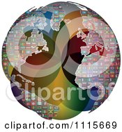 Poster, Art Print Of Colorful Globe With Flag Continents
