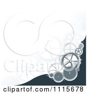 Clipart Teal And White Background Of Gear Cog Wheels With Copyspace Royalty Free Vector Illustration by dero