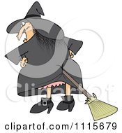 Poster, Art Print Of Halloween Witch With A Broom Stuck In Her Butt